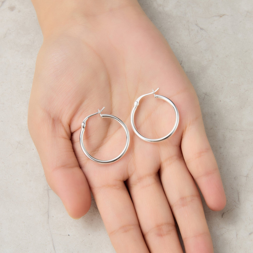 Sterling Silver 25mm Hoop Earrings - Philip Jones Jewellery