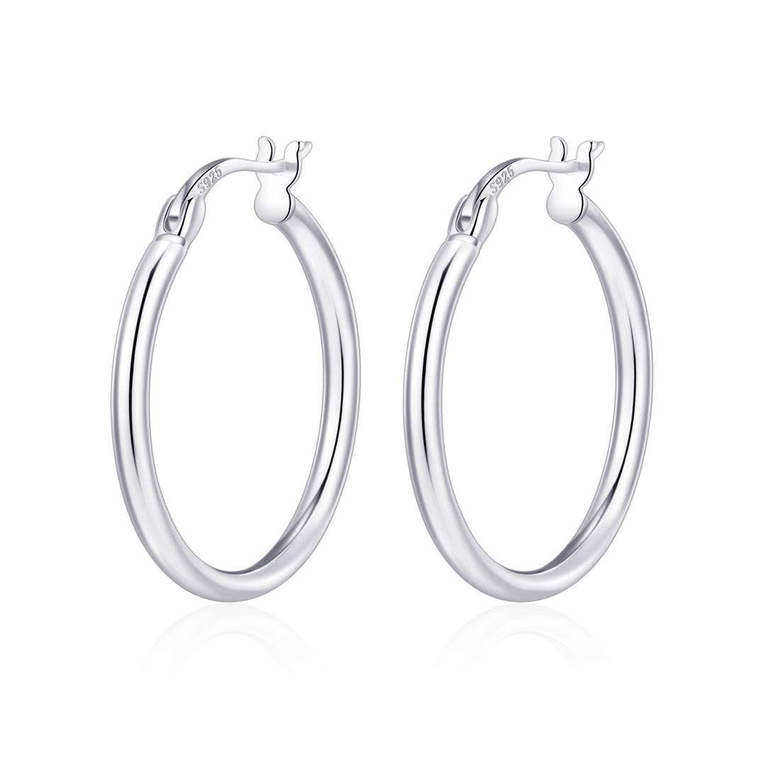 Sterling Silver 25mm Hoop Earrings - Philip Jones Jewellery