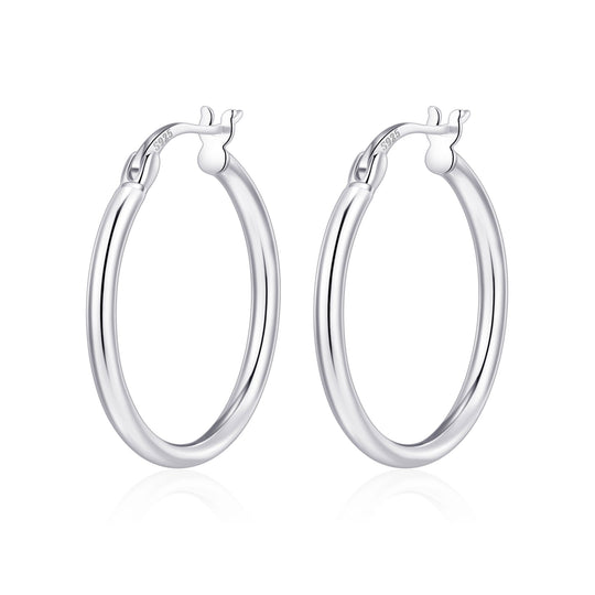 Sterling Silver 25mm Hoop Earrings - Philip Jones Jewellery