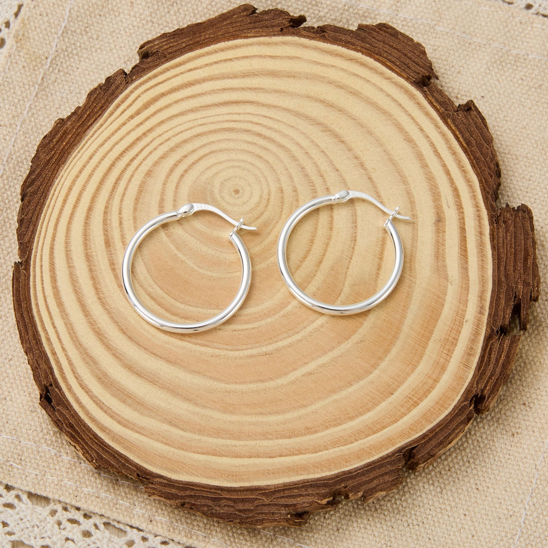 Sterling Silver 25mm Hoop Earrings - Philip Jones Jewellery