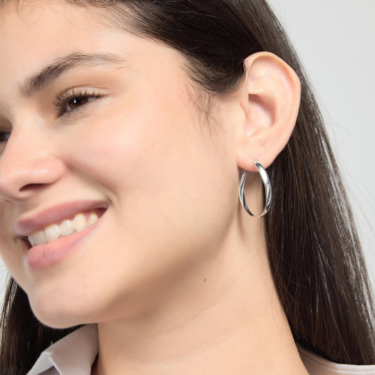 Sterling Silver 30mm Oval Hoop Earrings