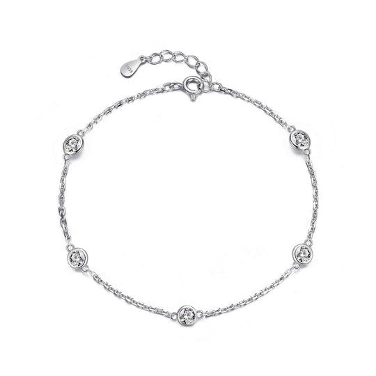 Sterling Silver 5 Stone Bracelet Created with Zircondia® Crystals - Philip Jones Jewellery