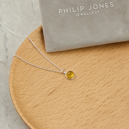 Sterling Silver Amber Necklace - Philip Jones Jewellery
