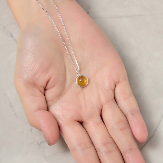 Sterling Silver Amber Necklace - Philip Jones Jewellery