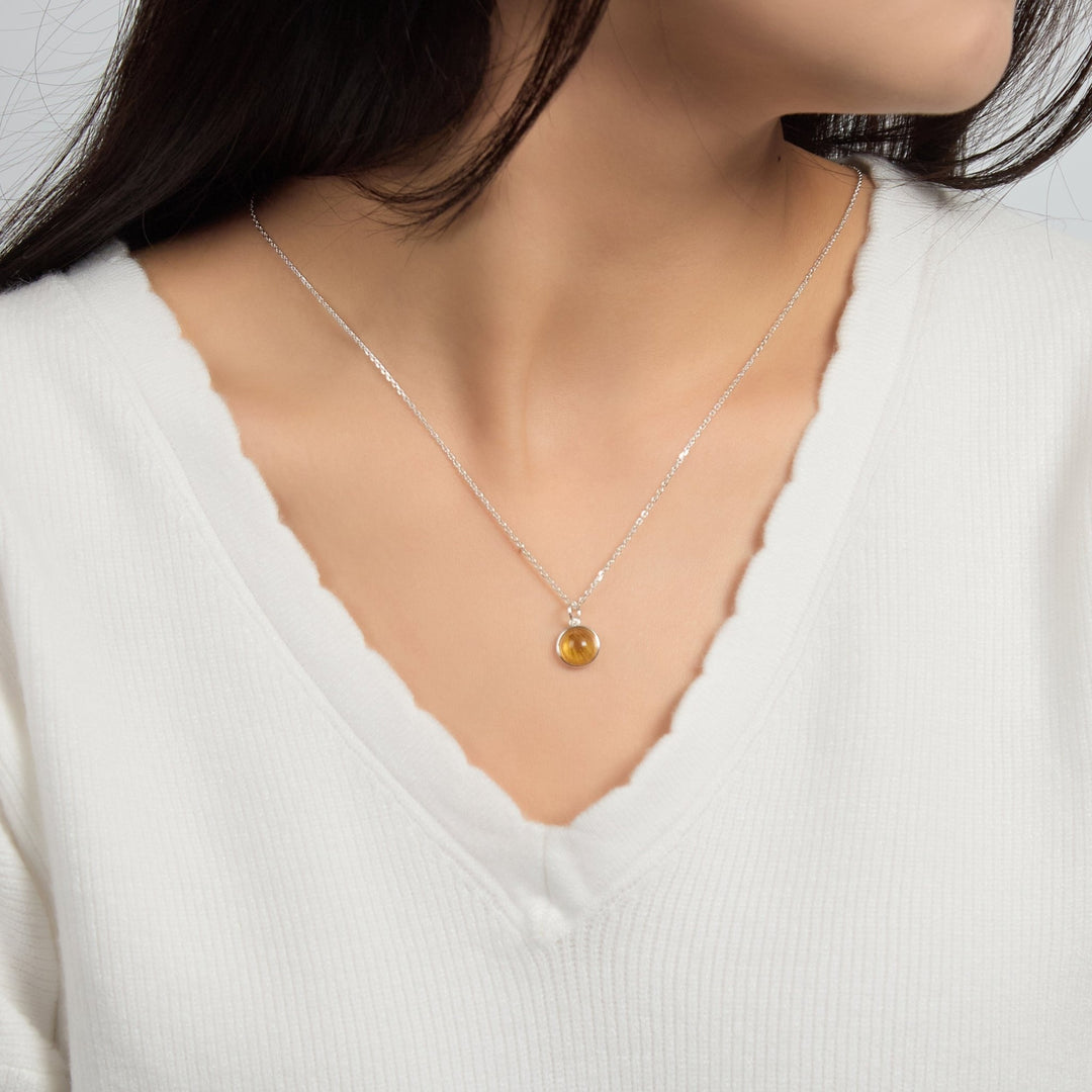 Sterling Silver Amber Necklace - Philip Jones Jewellery