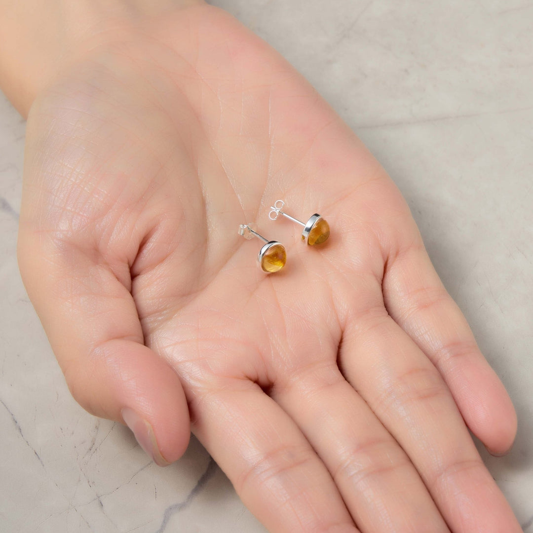 Sterling Silver Amber Stud Earrings - Philip Jones Jewellery