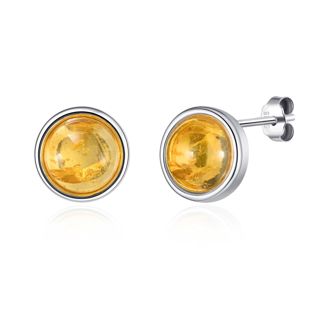 Sterling Silver Amber Stud Earrings - Philip Jones Jewellery