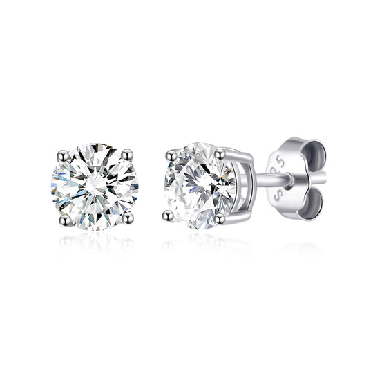 Sterling Silver April (Diamond) Birthstone Earrings Created with Zircondia® Crystals - Philip Jones Jewellery