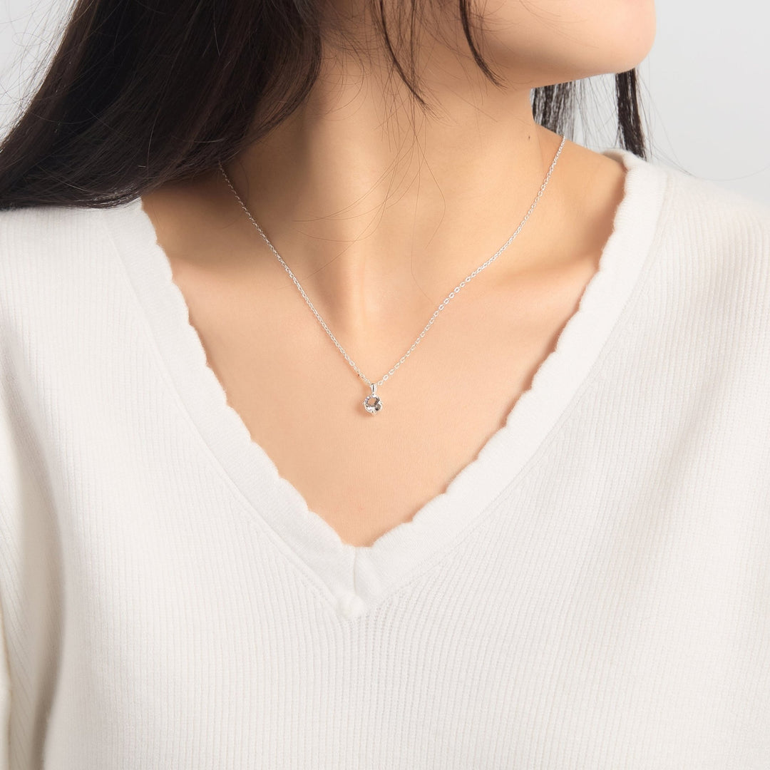 Sterling Silver April (Diamond) Birthstone Necklace Created with Zircondia® Crystals - Philip Jones Jewellery