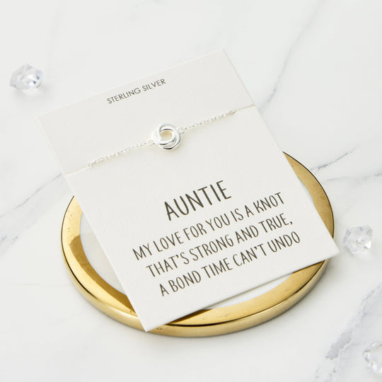 Sterling Silver Auntie Quote Knot Bracelet - Philip Jones Jewellery