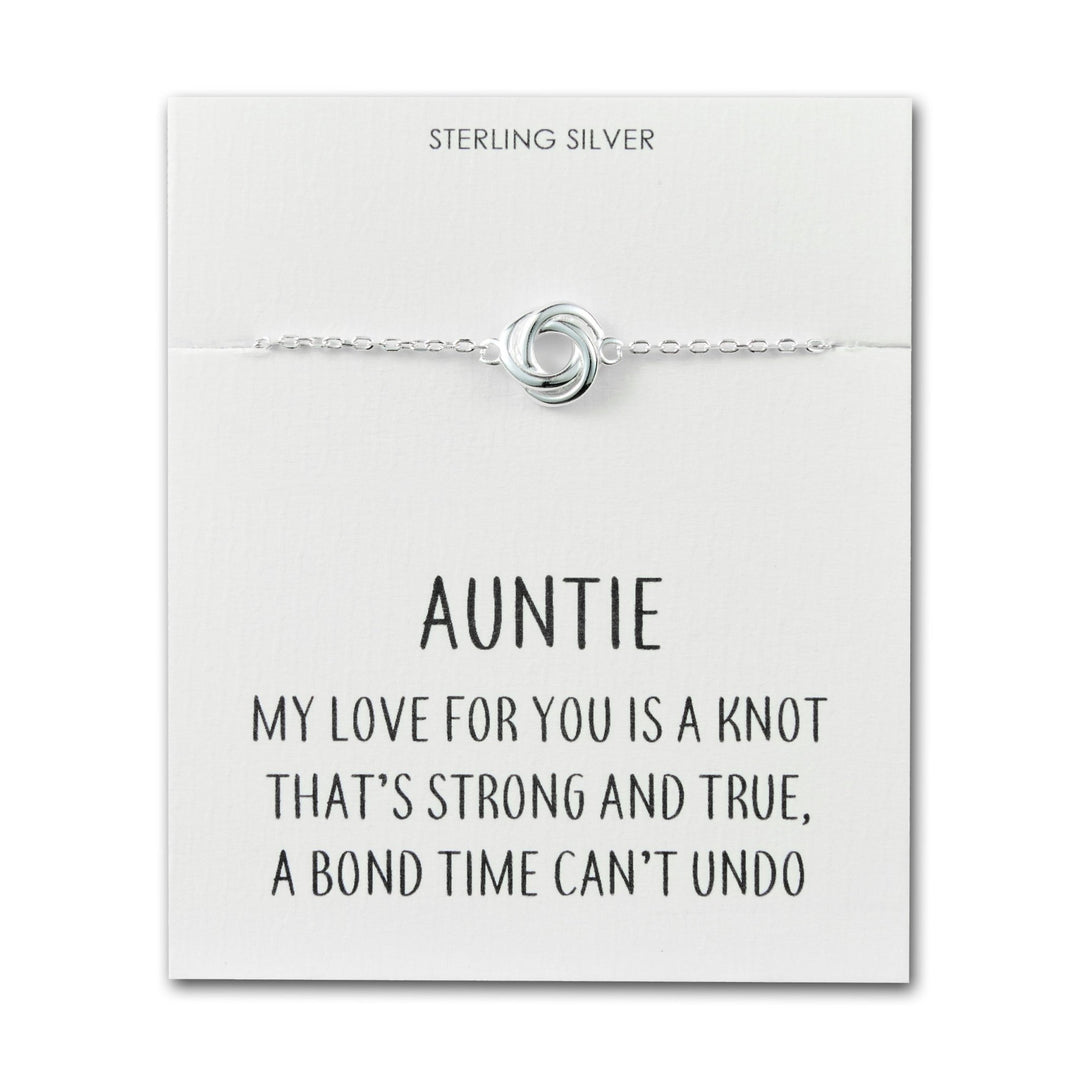 Sterling Silver Auntie Quote Knot Bracelet - Philip Jones Jewellery