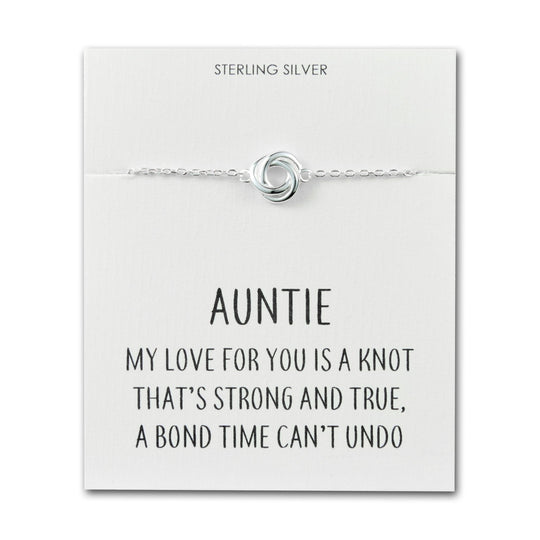 Sterling Silver Auntie Quote Knot Bracelet - Philip Jones Jewellery