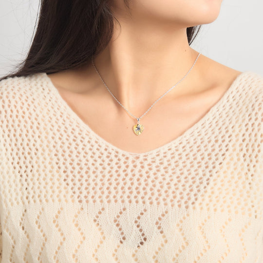 Sterling Silver Aurora Borealis Heart Necklace Created with Zircondia® Crystals - Philip Jones Jewellery