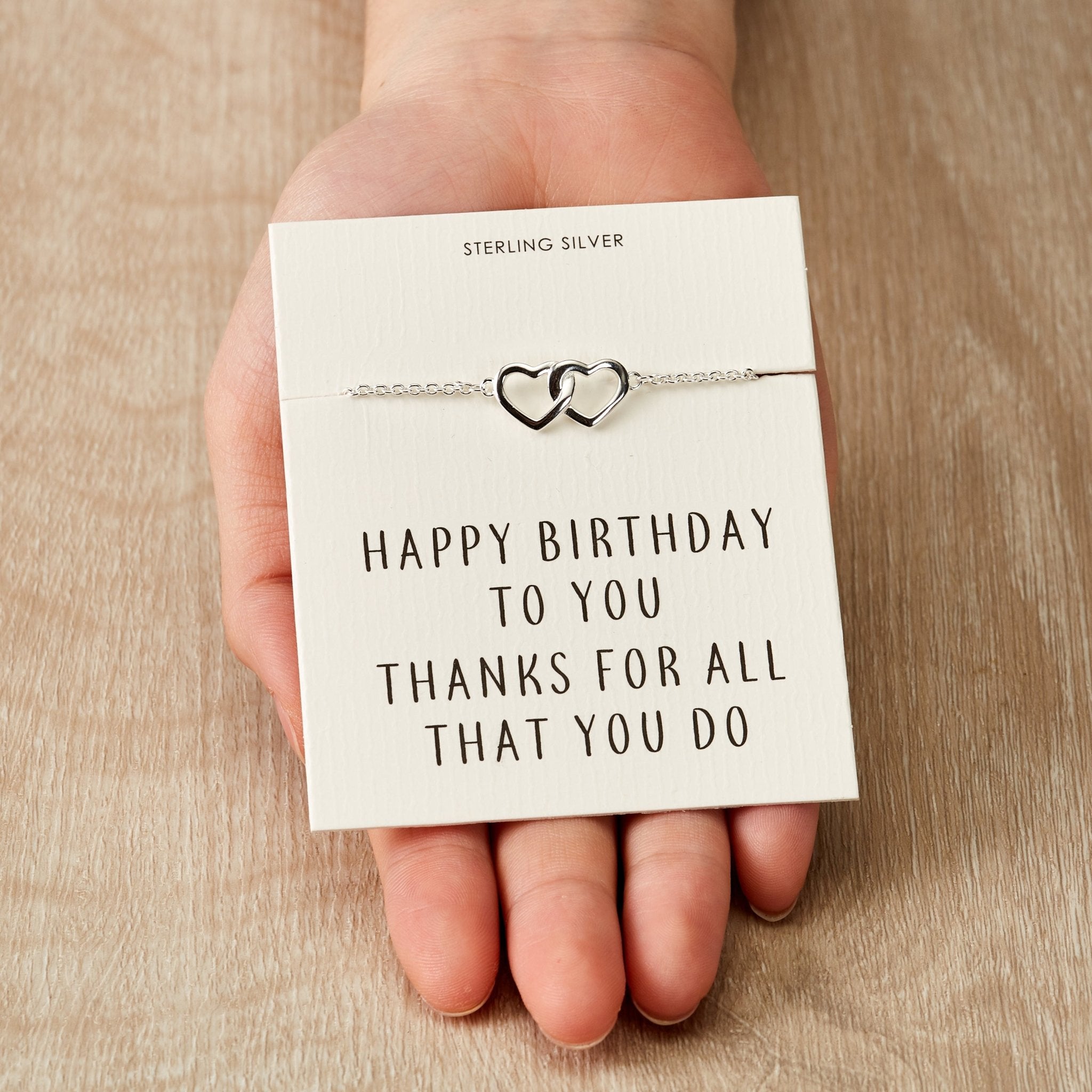 Sterling Silver Birthday Heart Link Bracelet - Philip Jones Jewellery