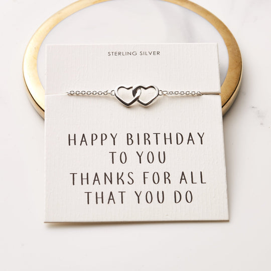 Sterling Silver Birthday Heart Link Bracelet - Philip Jones Jewellery