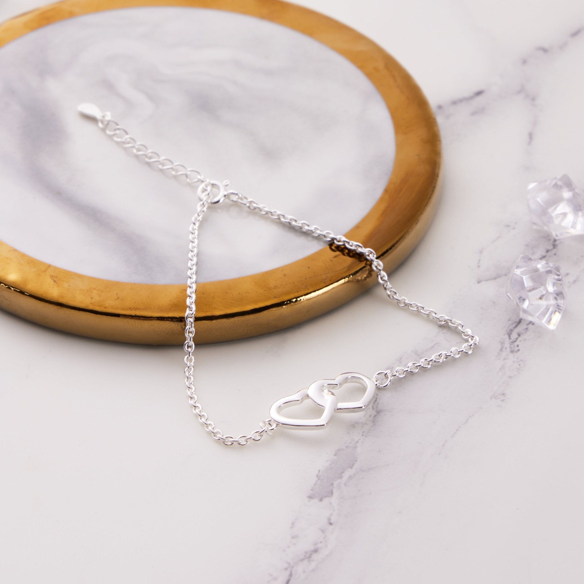 Sterling Silver Birthday Heart Link Bracelet - Philip Jones Jewellery