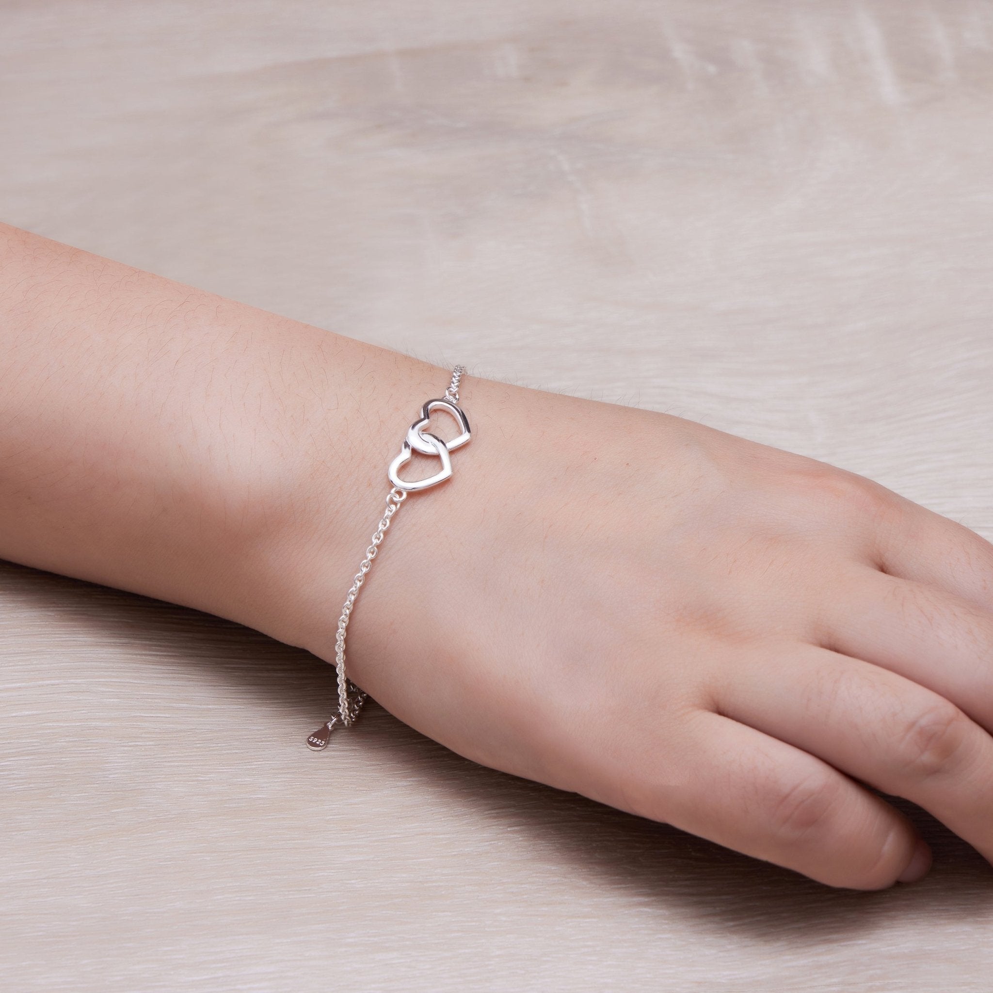 Sterling Silver Birthday Heart Link Bracelet - Philip Jones Jewellery