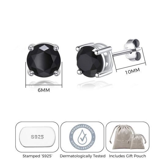 Sterling Silver Black Onyx Gemstone Earrings - Philip Jones Jewellery