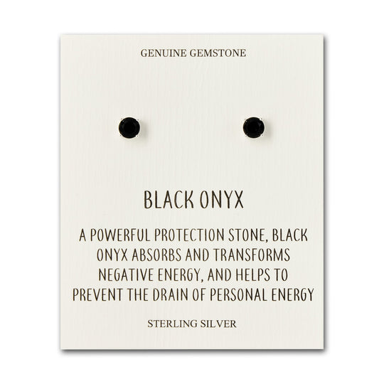 Sterling Silver Black Onyx Gemstone Earrings with Quote Card - Philip Jones Jewellery