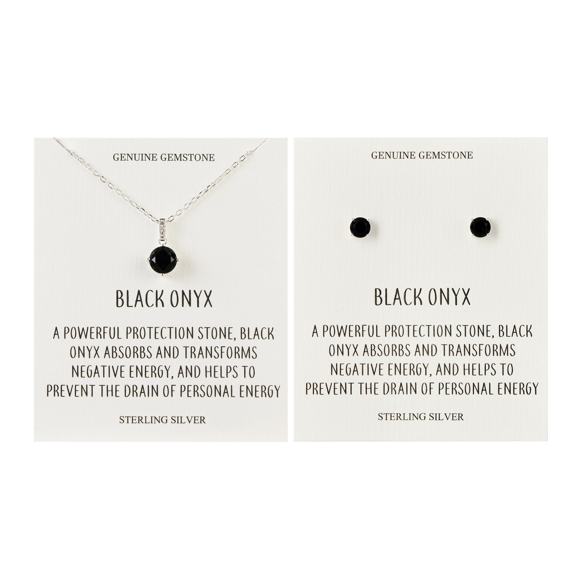 Sterling Silver Black Onyx Gemstone Set with Quote Card - Philip Jones Jewellery