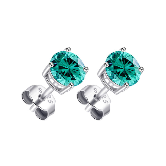 Sterling Silver Blue Earrings Created with Zircondia® Crystals - Philip Jones Jewellery