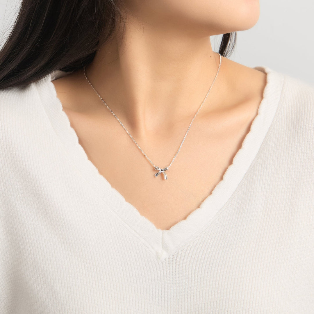 Sterling Silver Bow Necklace - Philip Jones Jewellery