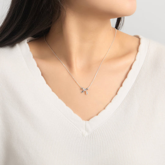 Sterling Silver Bow Necklace - Philip Jones Jewellery