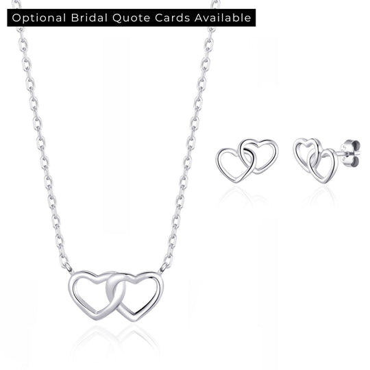 Sterling Silver Bridal Heart Link Set - Philip Jones Jewellery