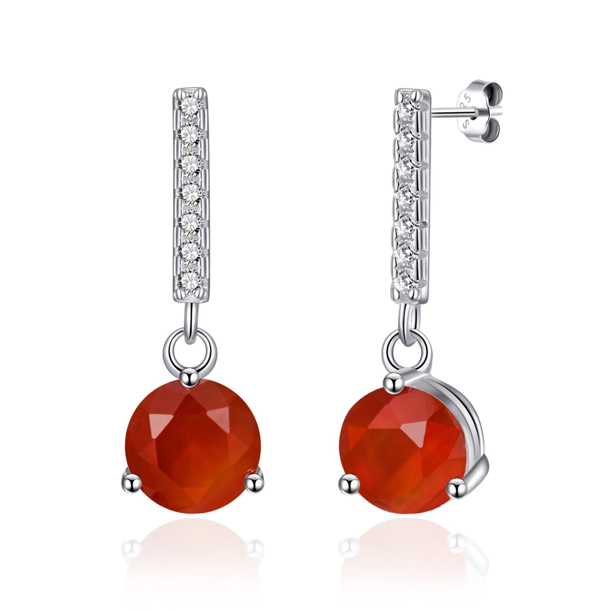 Sterling Silver Carnelian Gemstone Drop Earrings - Philip Jones Jewellery