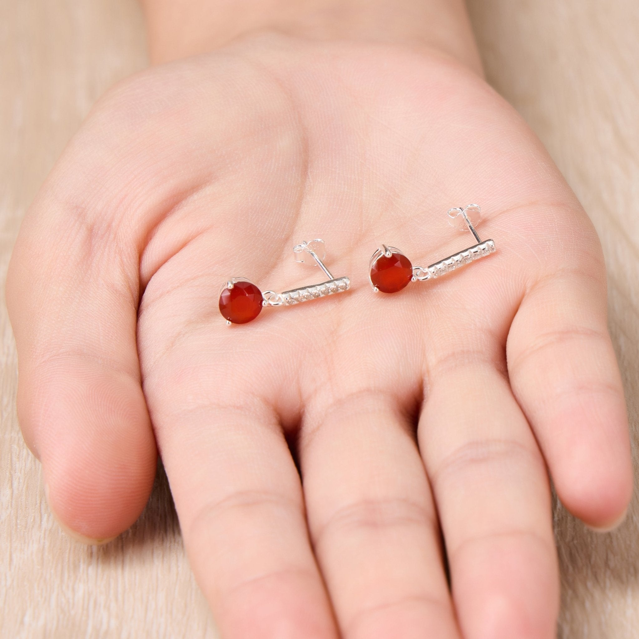 Sterling Silver Carnelian Gemstone Drop Earrings - Philip Jones Jewellery