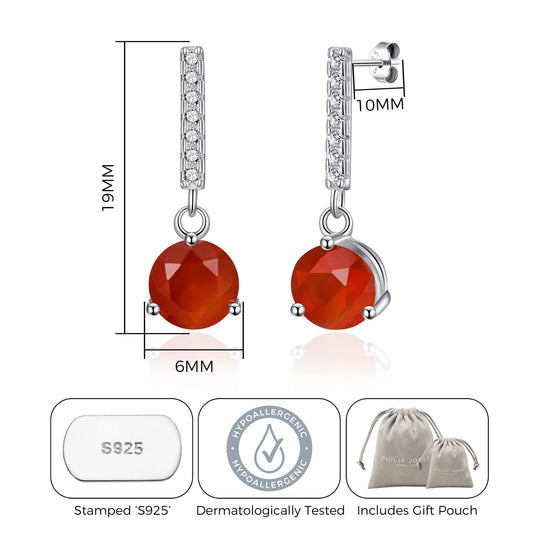 Sterling Silver Carnelian Gemstone Drop Earrings - Philip Jones Jewellery