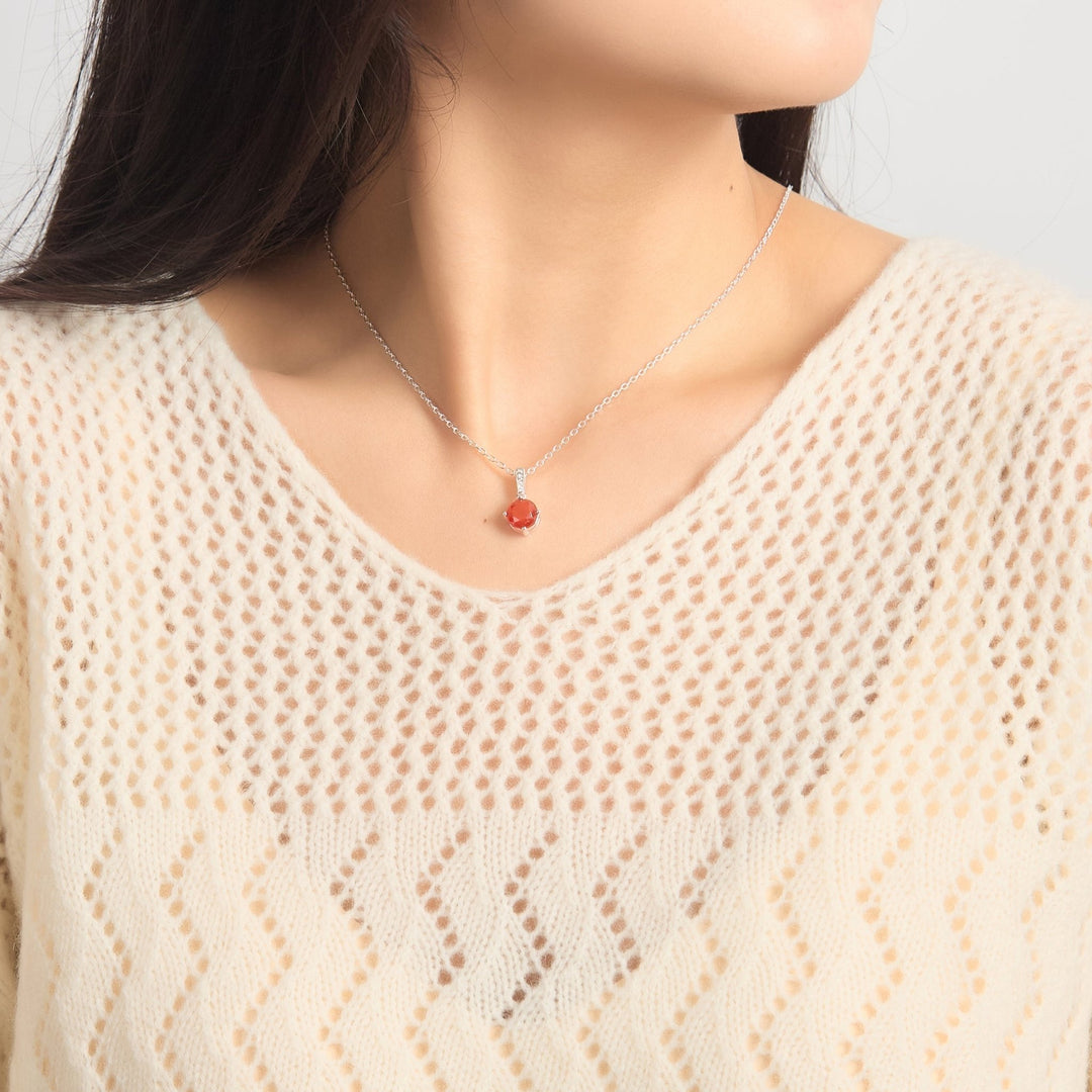 Sterling Silver Carnelian Gemstone Necklace - Philip Jones Jewellery