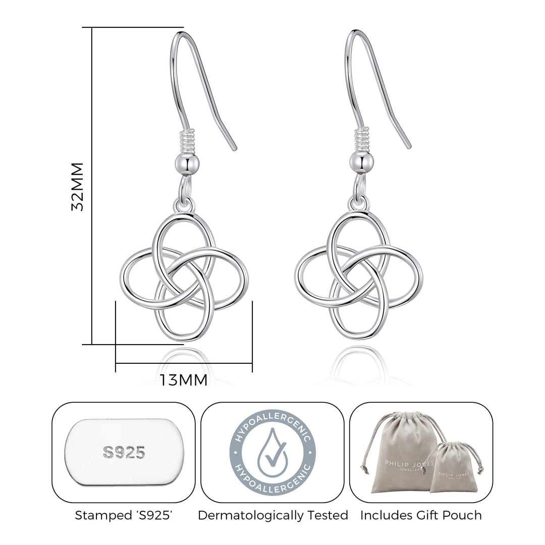 Sterling Silver Celtic Dangle Earrings - Philip Jones Jewellery