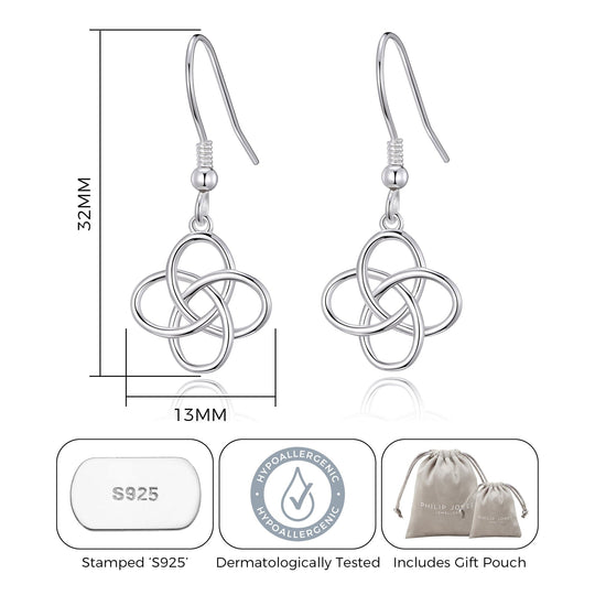 Sterling Silver Celtic Dangle Earrings - Philip Jones Jewellery