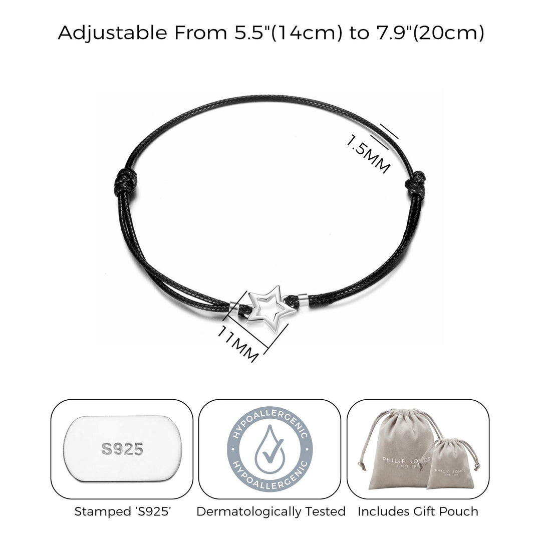 Sterling Silver Corded Star Bracelet - Philip Jones Jewellery