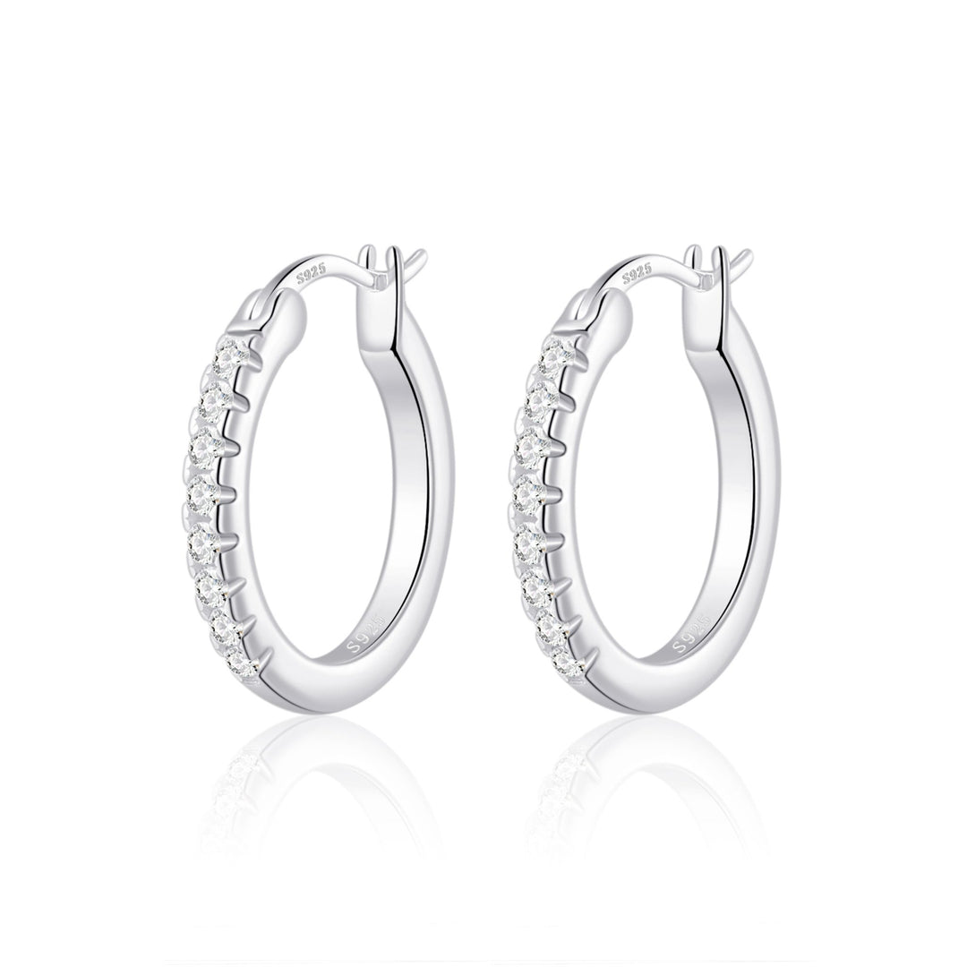 Sterling Silver Crystal Hoop Earrings Created with Zircondia® Crystals - Philip Jones Jewellery