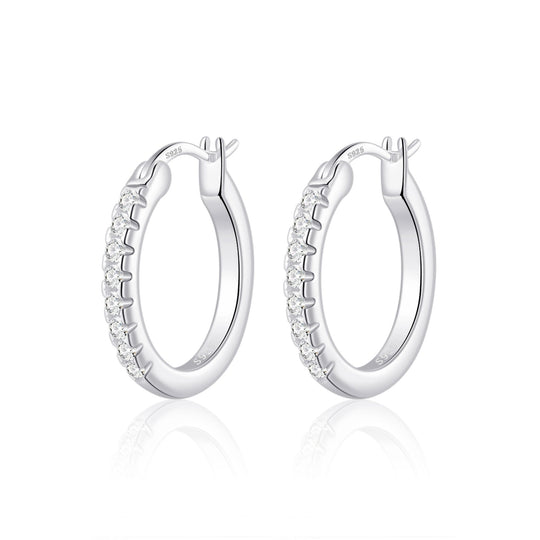 Sterling Silver Crystal Hoop Earrings Created with Zircondia® Crystals - Philip Jones Jewellery