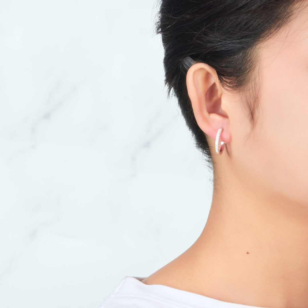 Sterling Silver Crystal Hoop Earrings Created with Zircondia® Crystals - Philip Jones Jewellery