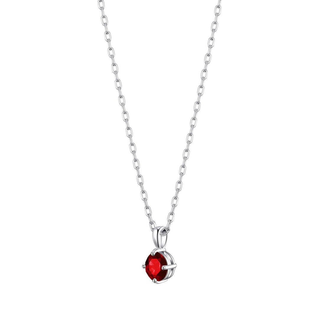 Sterling Silver Dark Red Necklace Created with Zircondia® Crystals - Philip Jones Jewellery