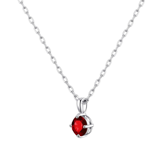 Sterling Silver Dark Red Necklace Created with Zircondia® Crystals - Philip Jones Jewellery