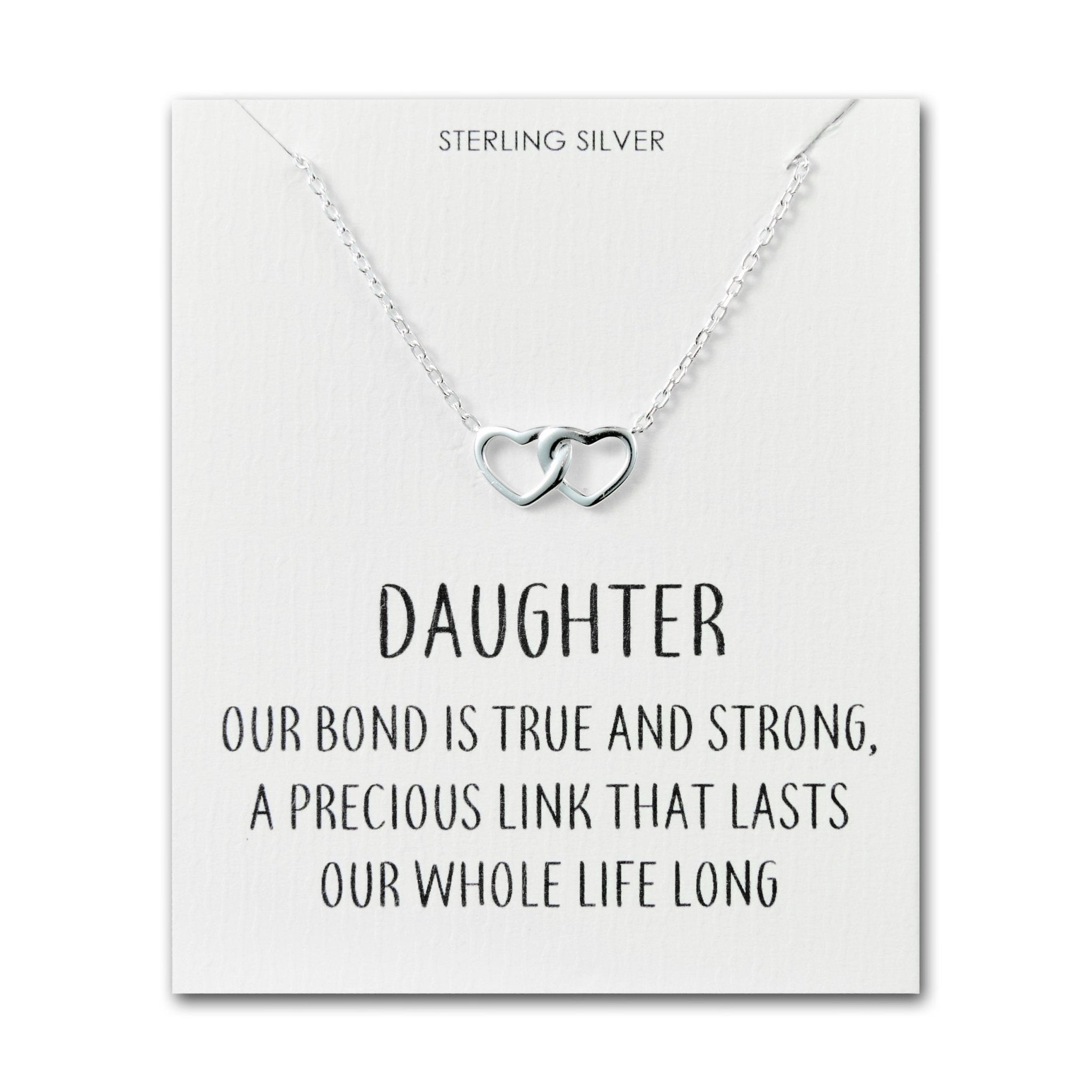 Sterling Silver Daughter Quote Heart Link Necklace - Philip Jones Jewellery