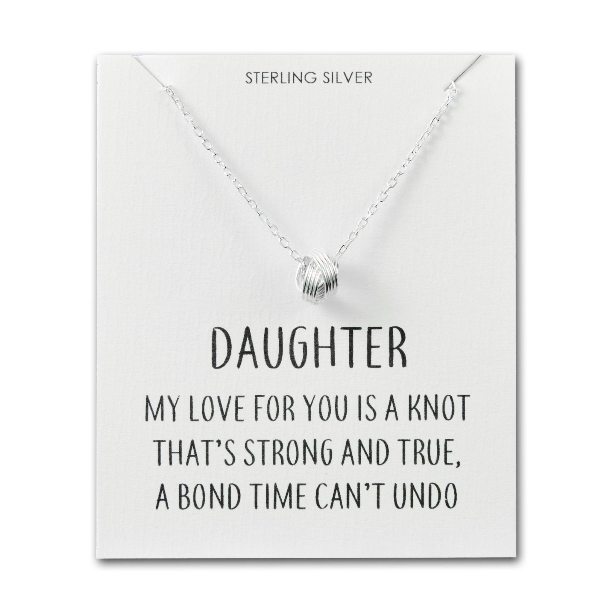 Sterling Silver Daughter Quote Knot Necklace - Philip Jones Jewellery