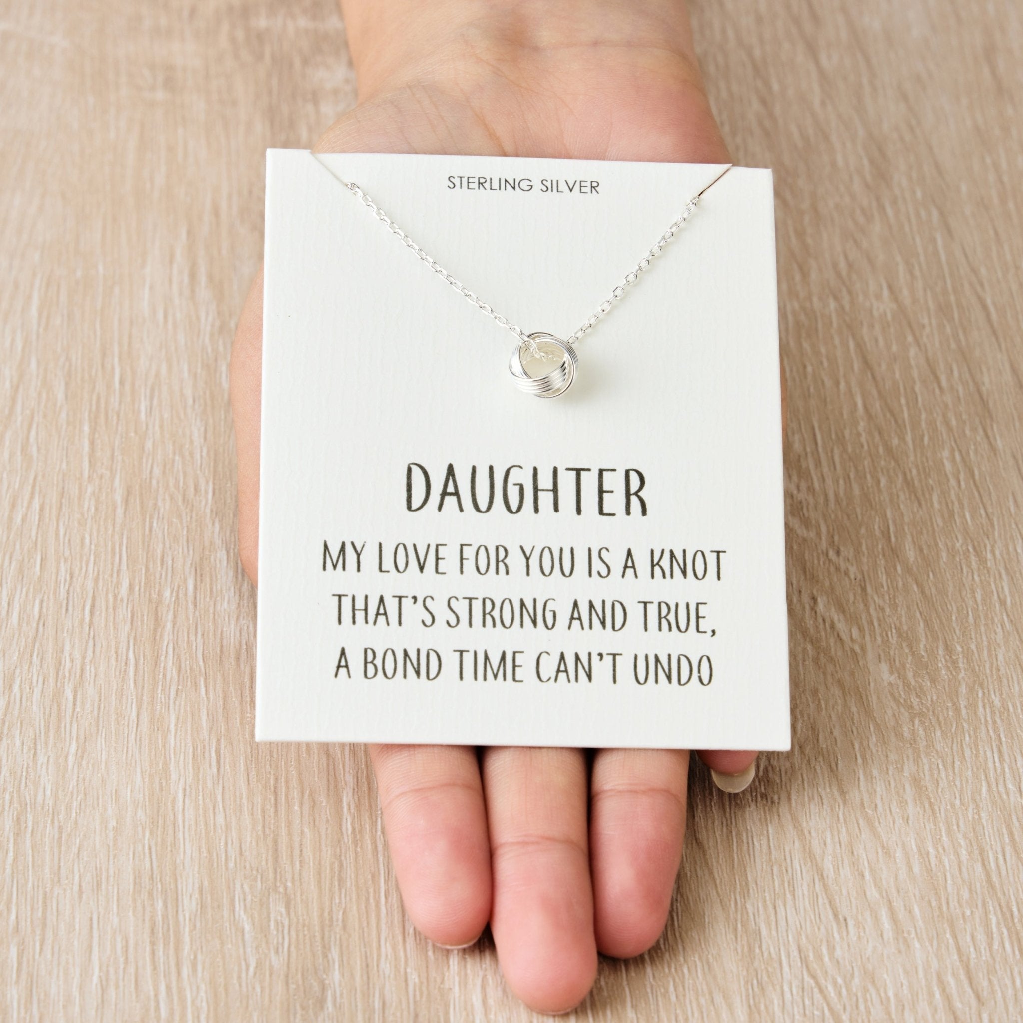 Sterling Silver Daughter Quote Knot Necklace - Philip Jones Jewellery