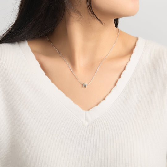 Sterling Silver Daughter Quote Star Necklace - Philip Jones Jewellery