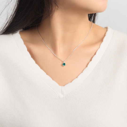 Sterling Silver December (Blue Topaz) Birthstone Necklace Created with Zircondia® Crystals - Philip Jones Jewellery