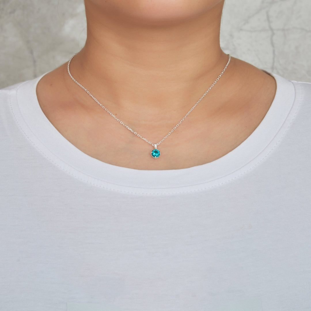 Sterling Silver December (Blue Topaz) Birthstone Necklace & Earrings Set Created with Zircondia® Crystals - Philip Jones Jewellery