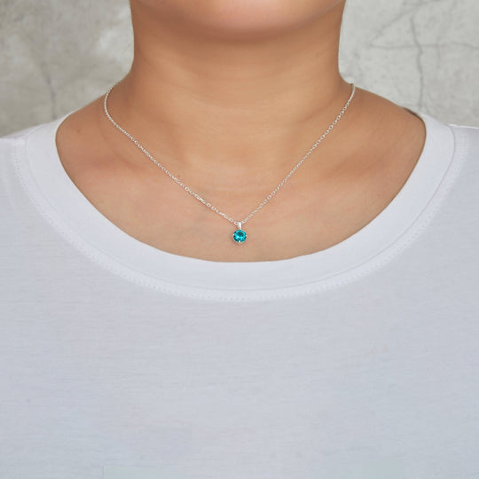 Sterling Silver December (Blue Topaz) Birthstone Necklace & Earrings Set Created with Zircondia® Crystals - Philip Jones Jewellery