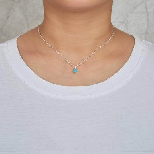 Sterling Silver December (Turquoise) Birthstone Necklace & Earrings Set Created with Zircondia® Crystals - Philip Jones Jewellery