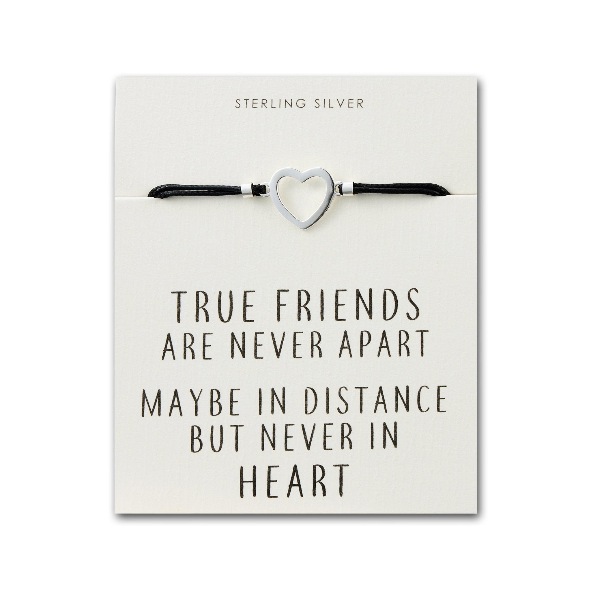 Sterling Silver Friendship Quote Corded Heart Bracelet - Philip Jones Jewellery