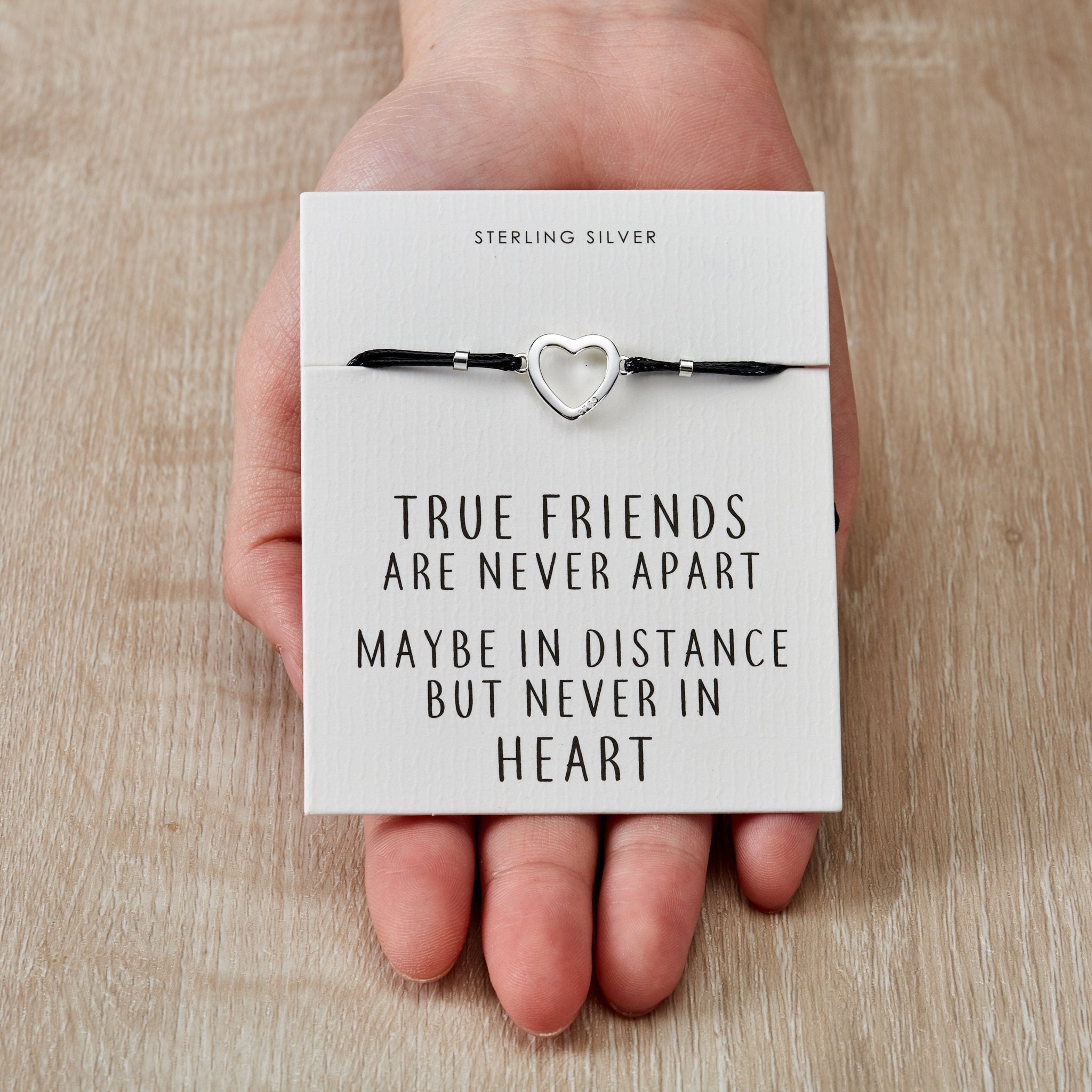 Sterling Silver Friendship Quote Corded Heart Bracelet - Philip Jones Jewellery